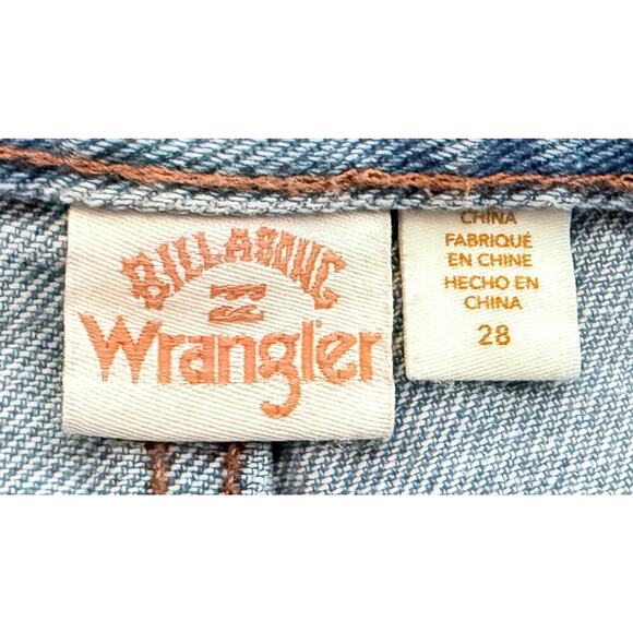 Billabong X Wrangler Womens High Rise Super Flare Blue Jeans Floral Patchwork 28 - Picture 14 of 16